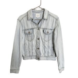 American Eagle Outfitters Denim Jean Jacket Womens Size S Lighter Distressed